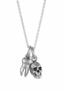 Tooth Skull Necklace Silver