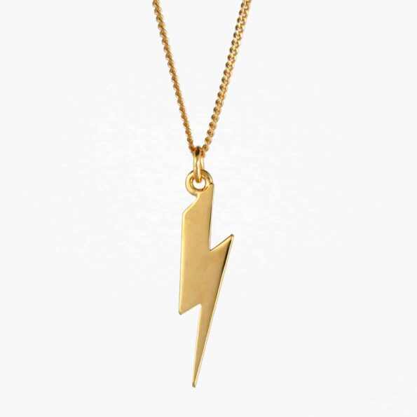 Long Lightning Bolt Necklace Gold Vermeil