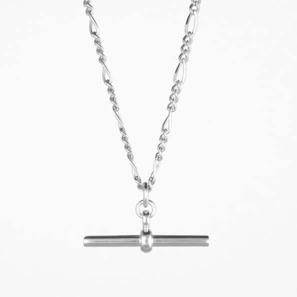 Figaro Chain T Bar Necklace Silver