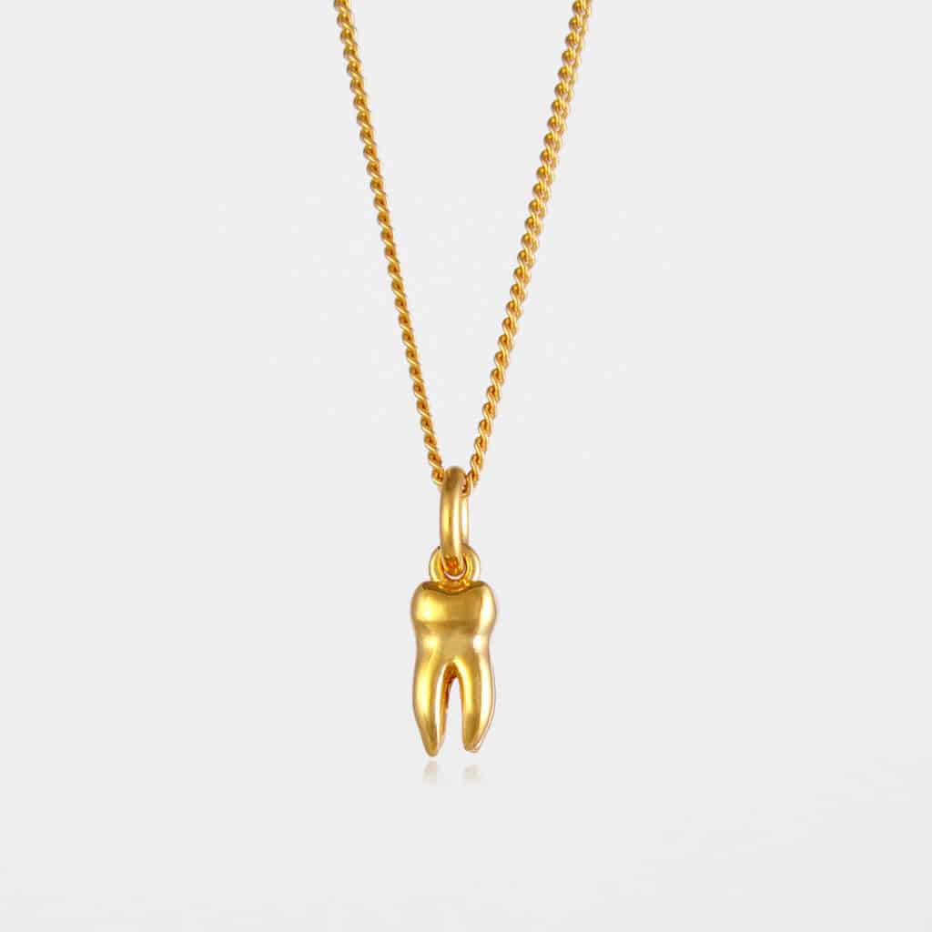 Small Tooth Necklace Gold Vermeil