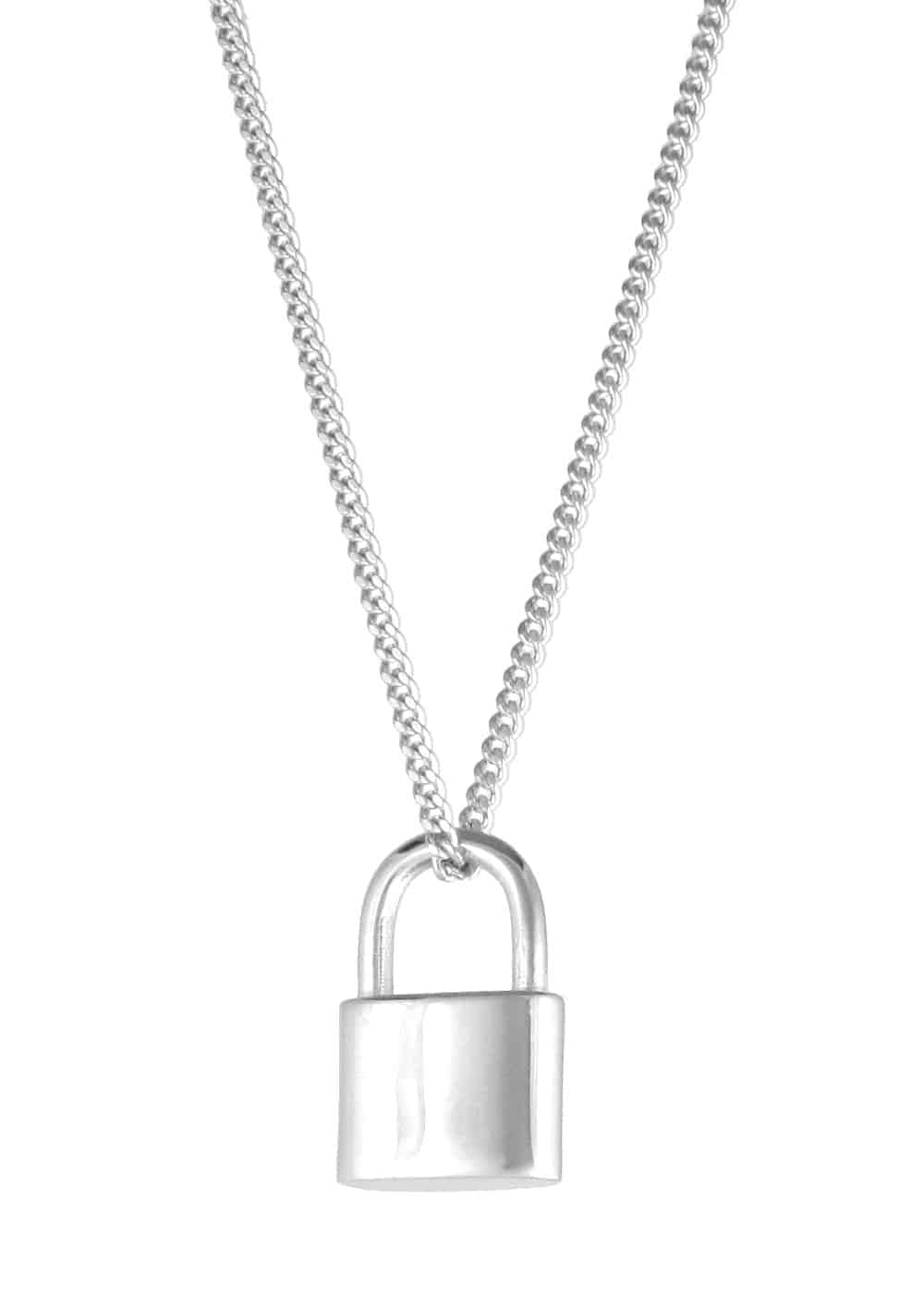 Small Padlock Necklace Silver | Sterling Silver & Gold Vermeil Jewellery | Unisex jewellery