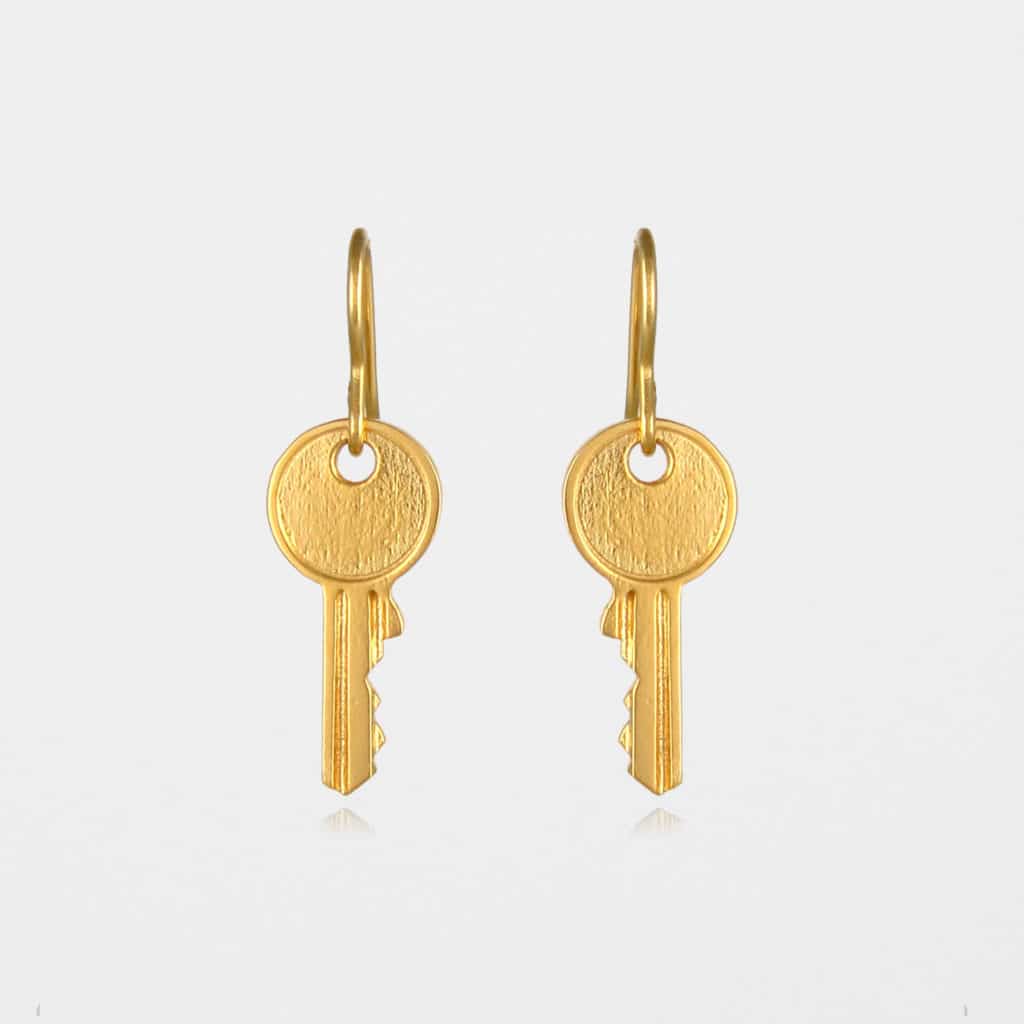 Key Earrings Gold Vermeil