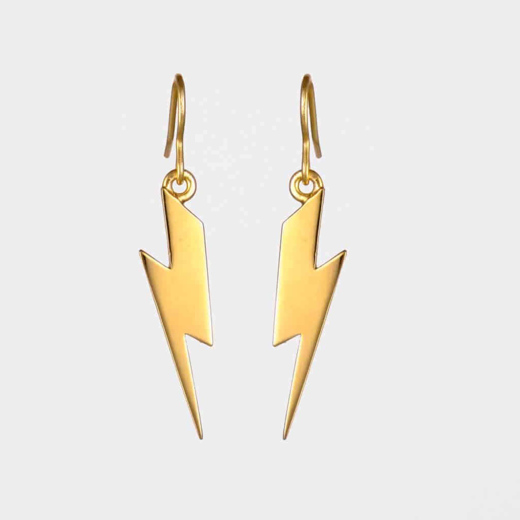 Lightning Bolt Earrings Gold Vermeil