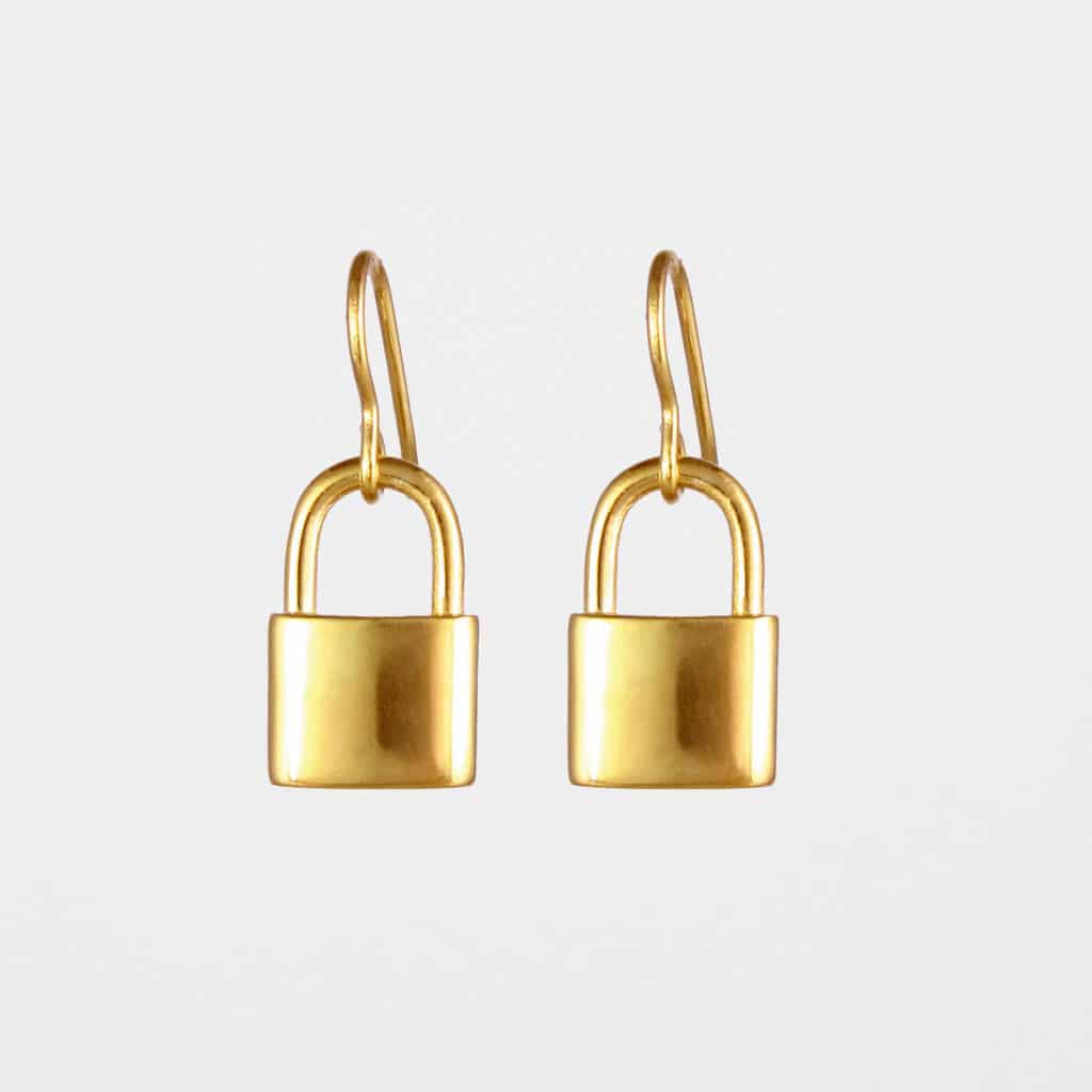 Padlock Earrings Gold Vermeil