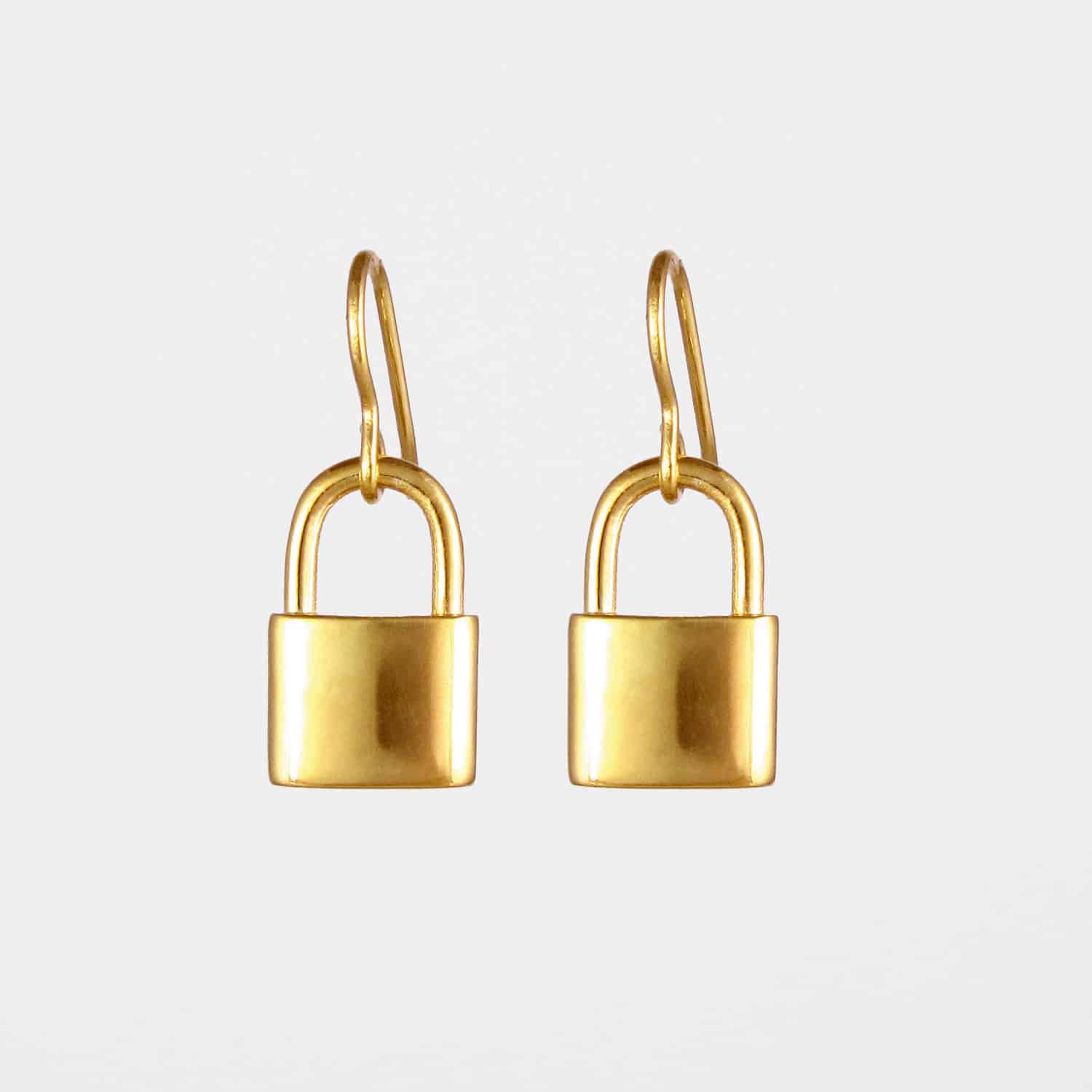 Gold Lock Charm Huggie Hoop Earrings – Star Of The Sea