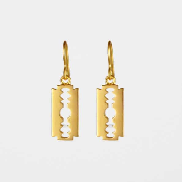 Razor Blade Earrings Gold Vermeil