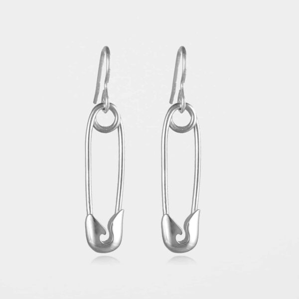 Safety Pin Earrings Silver