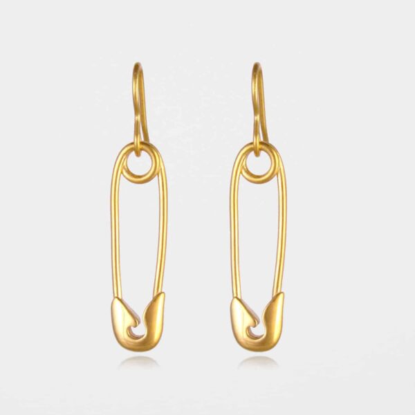 Safety Pin Earrings Gold Vermeil