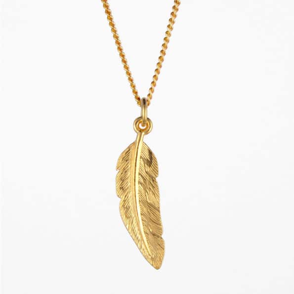 Feather Necklace Gold Vermeil