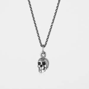 Small Skull Necklace Oxidised Silver