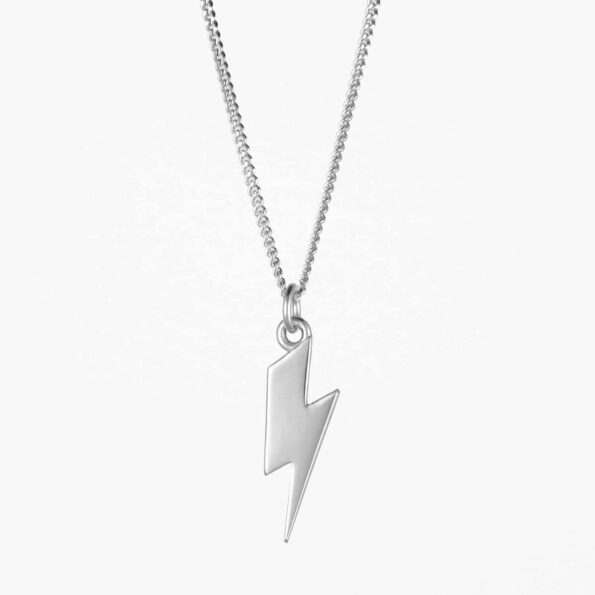 Short Lightning Bolt Necklace Silver