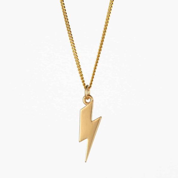 Short Lightning Bolt Necklace Gold Vermeil