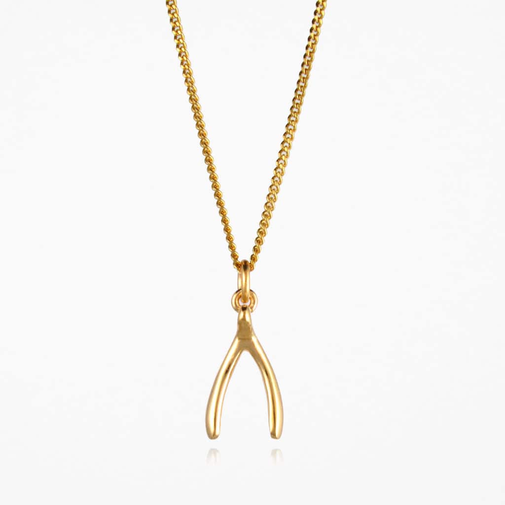 Chisel Stainless Steel Polished Yellow IP-plated Wishbone on a 16 inch  Multi-Link Chain Necklace - Quality Gold