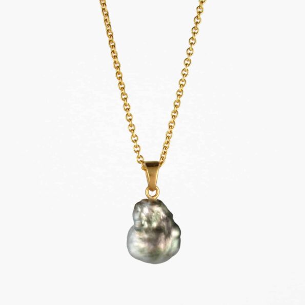 Black Pearl Necklace Gold Vermeil #2